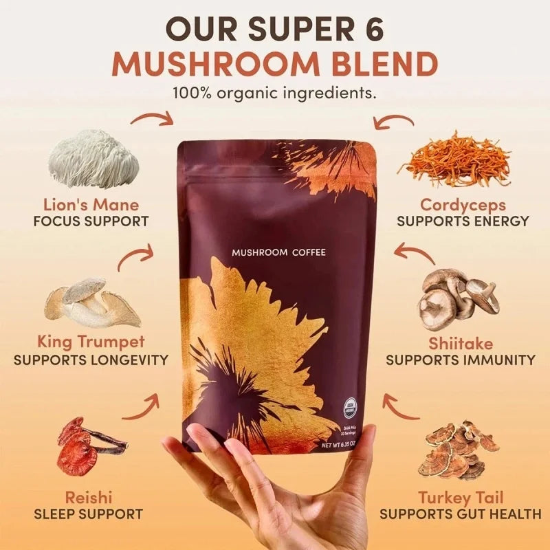 1 Pack Organic Mushroom Coffee SERVINGS Instant Coffee New