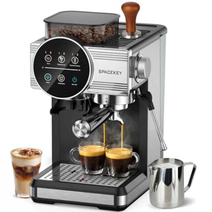 Espresso Machine with Grinder - 20 Bar All-in-One Coffee Maker with Milk Steam