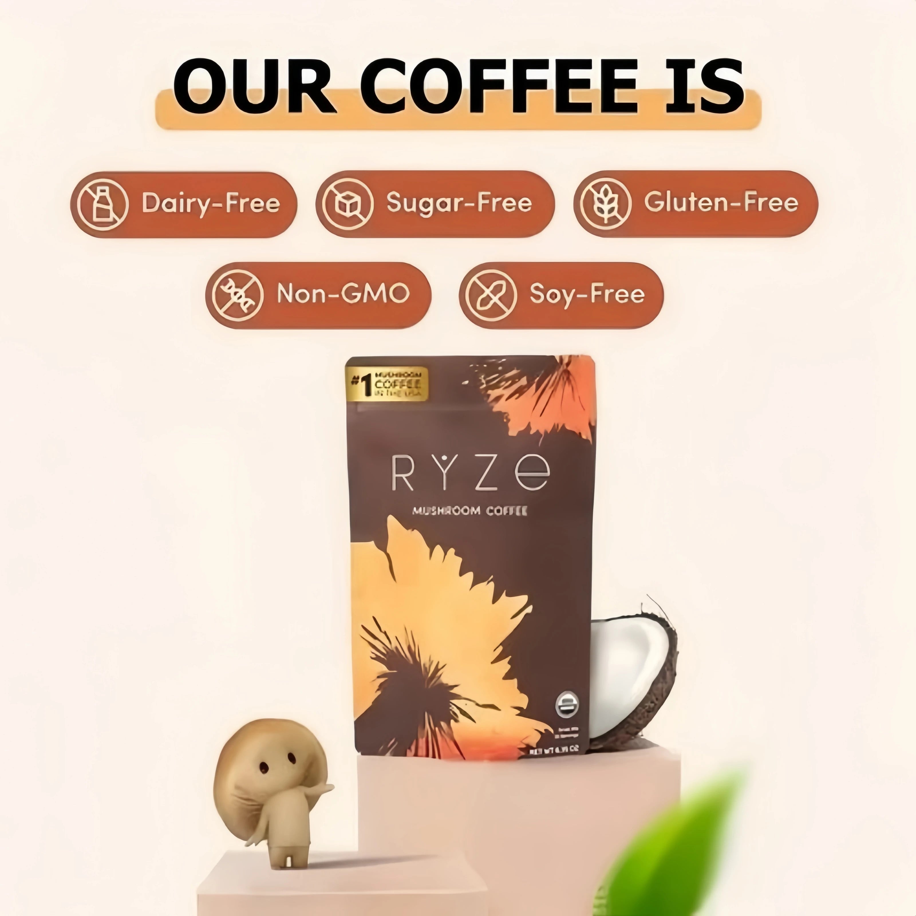 Organic Mushroom Coffee 30 SERVINGS Instant Coffee New FREE Shipping