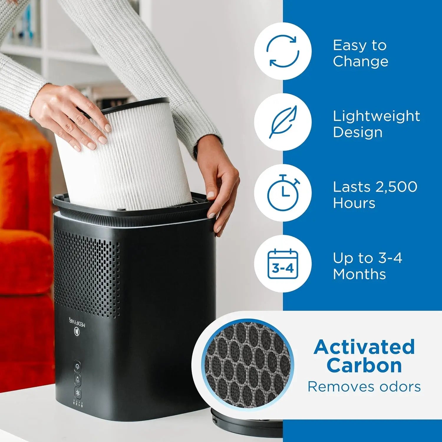 Replacement Filter for Air Purifier Pre-Filter HEPA H13 Activated Carbon