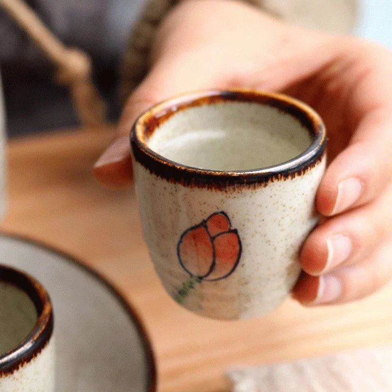 Ceramic antique white wine cup sake set home retro coffee cup wine pot shochu