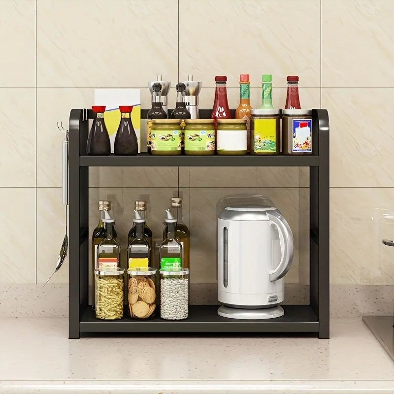 1pc 2-Tier Metal Countertop Shelf - Space Saving Organizer for Coffee, Mug