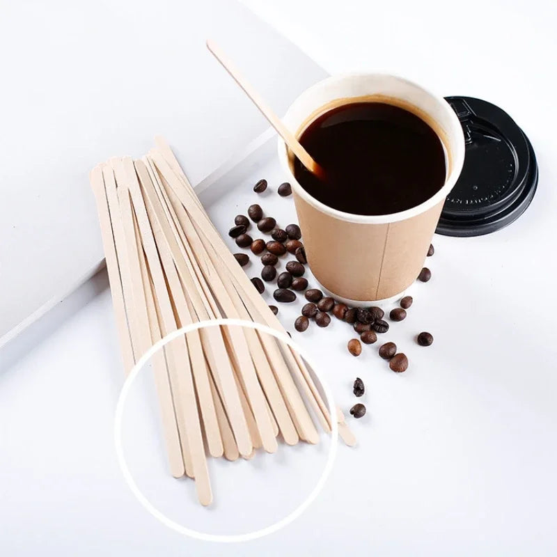 Disposable Wooden Home Use Coffee Stirrers Hot Cold Drinking Stir Beverage