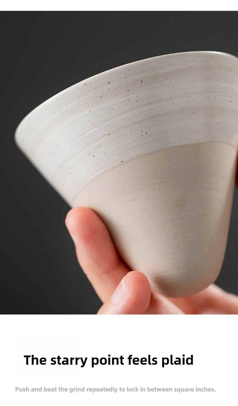 Triangular Cone Shape Pottery Tea Coffee Cup Pull Ceramic Mug Rough Cup