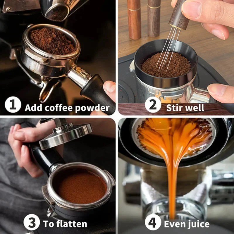 Coffee Needle Distributor Coffee Powder Stirrer Wood Handle Espresso Stirrer