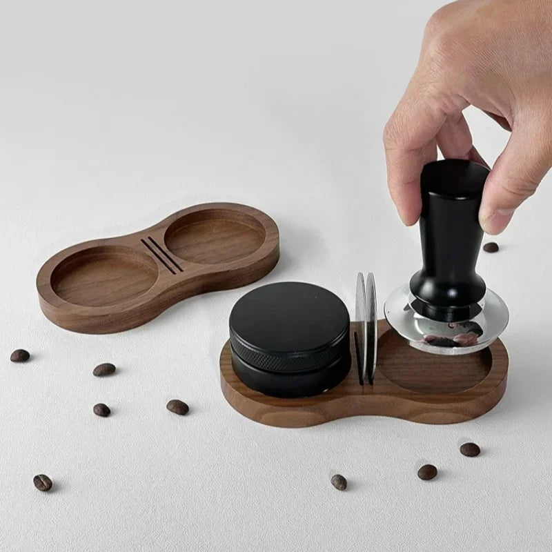 Walnut Wood Coffee Tamper Mat Station Stand Coffee Powder Base Coffee Tools