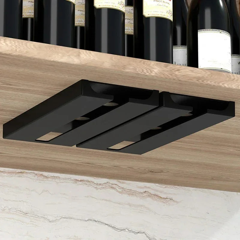 Kitchen Under Cabinet Free Punching Holder Wine Glass Rack Multi-function