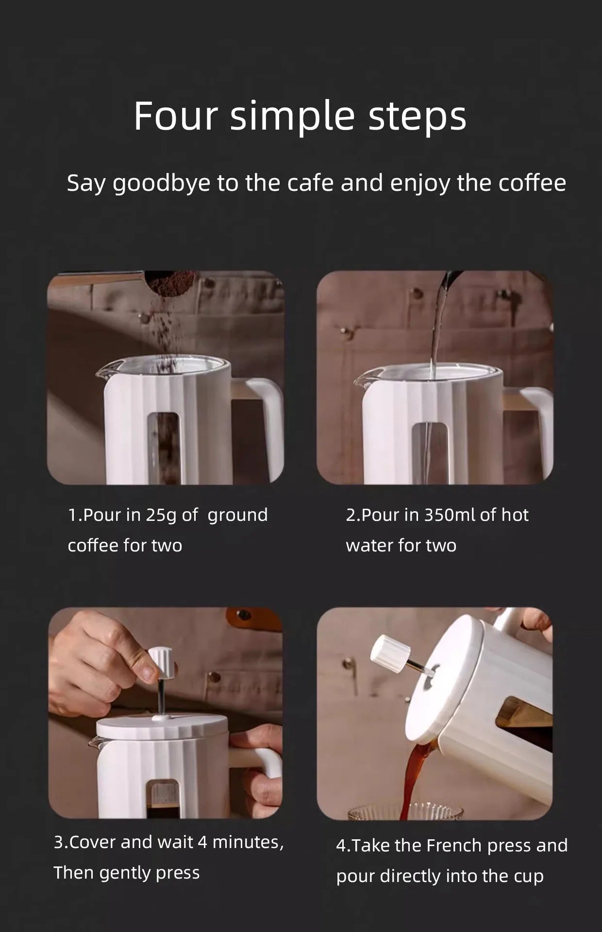 French press coffee maker 600ML coffee pot, kitchen tools utensils glass