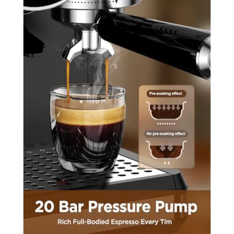 Espresso Machine with Grinder - 20 Bar All-in-One Coffee Maker with Milk Steam