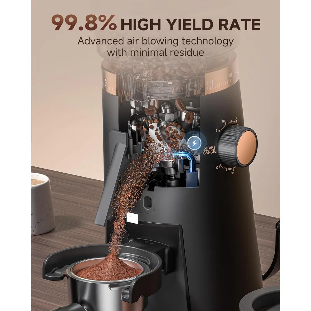 Single Dose Coffee Grinder Anti-Static Design Quiet Motor & LED Light