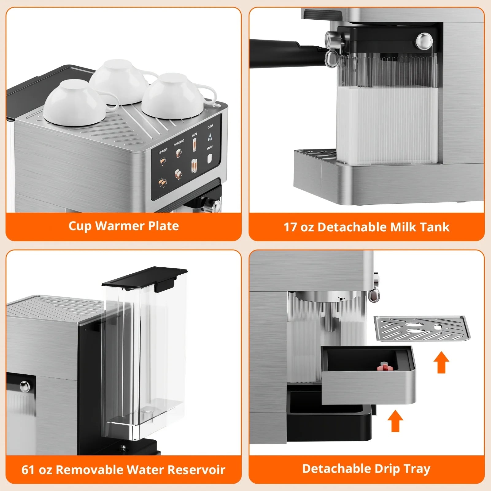 Bar Dual Boiler Espresso And Cappuccino Machine Latte Coffee Maker Control