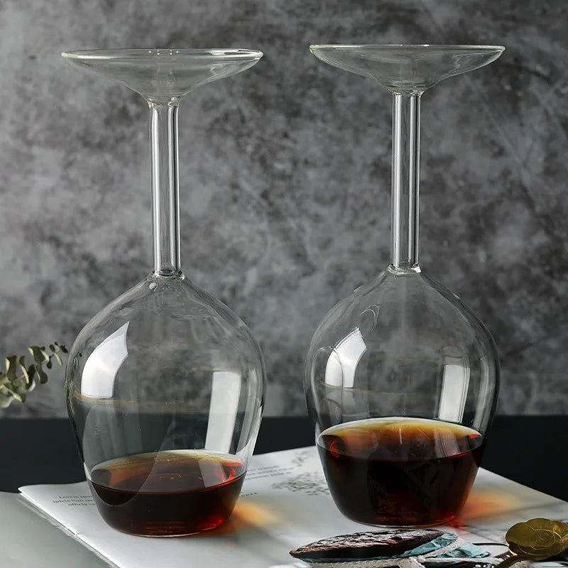 Hand-Blown Borosilicate Glass Wine Goblet Shatterproof Inverted Cup Thermal