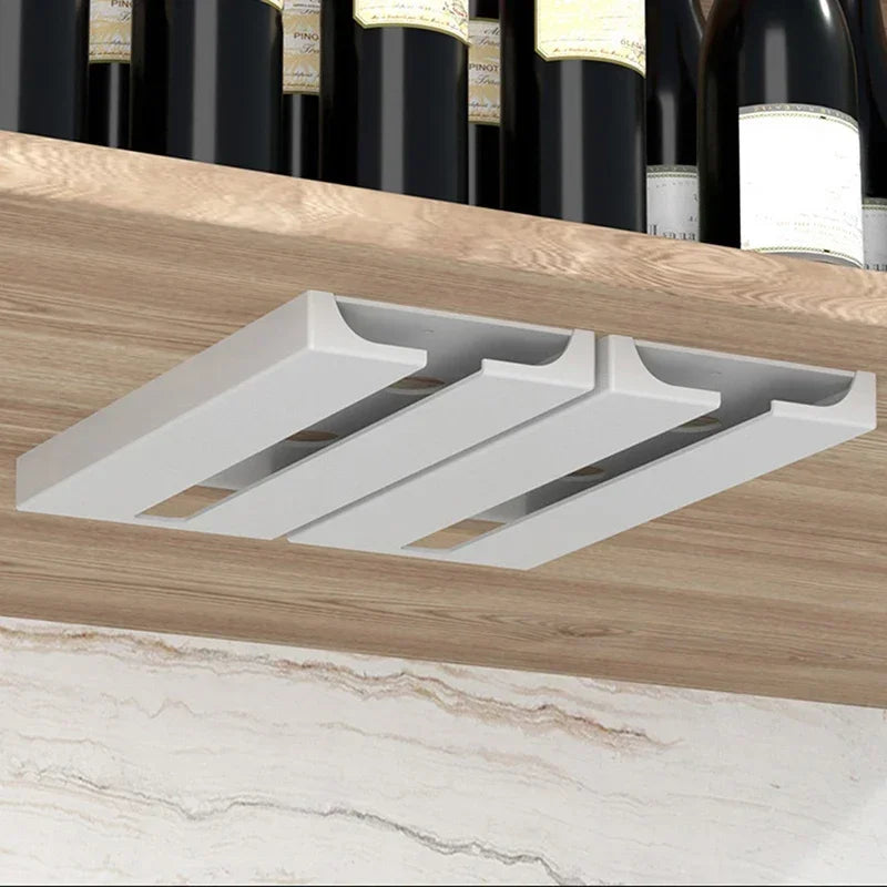 Kitchen Under Cabinet Free Punching Holder Wine Glass Rack Multi-function