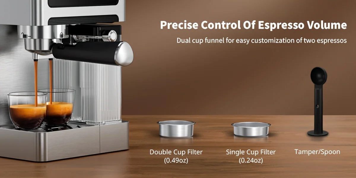 Bar Dual Boiler Espresso And Cappuccino Machine Latte Coffee Maker Control