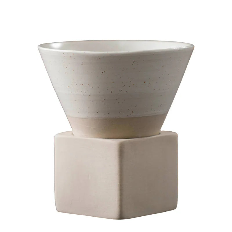 Triangular Cone Shape Pottery Tea Coffee Cup Pull Ceramic Mug Rough Cup