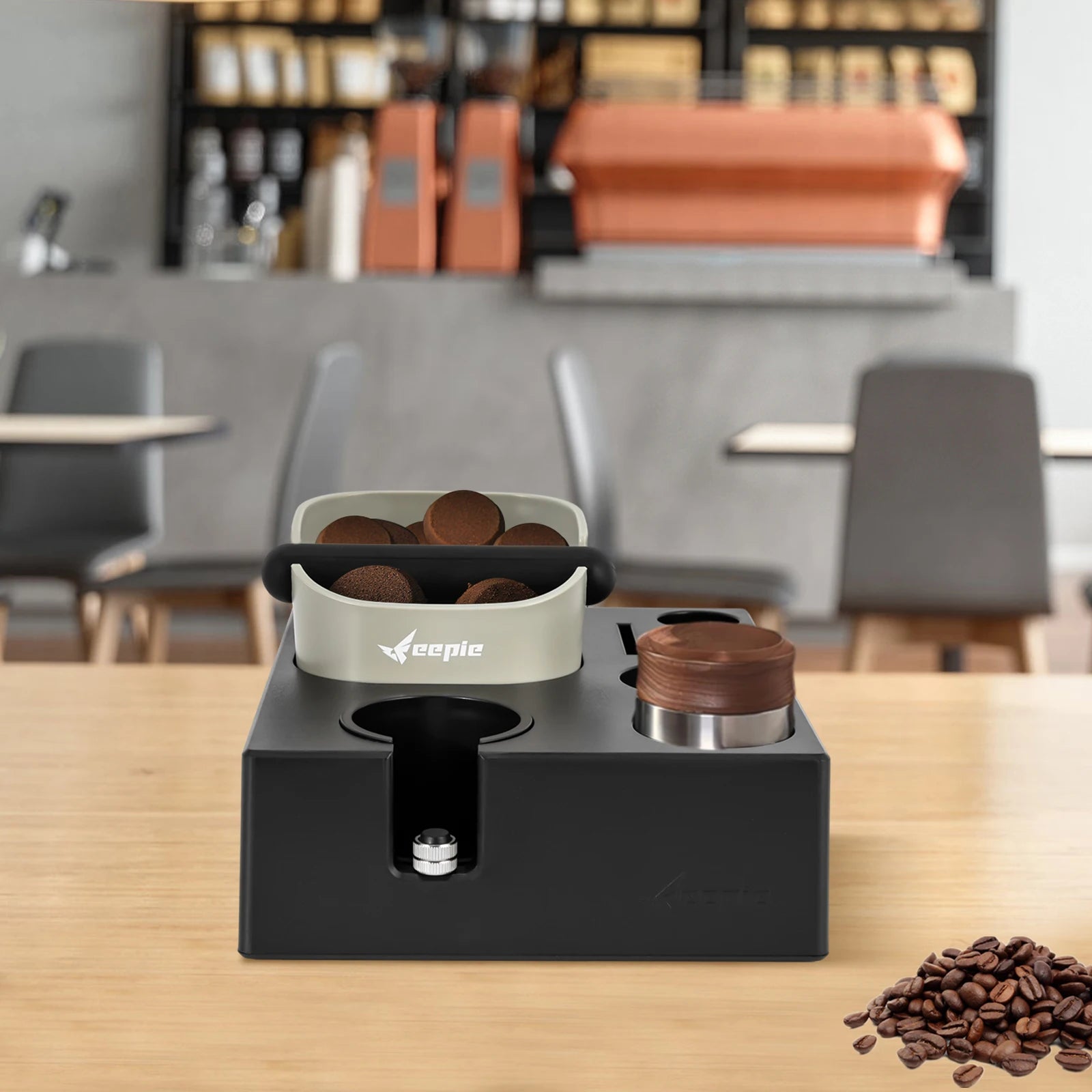 Espresso Tool Organizer Station with Distributor Tamper & Grounds Bin Barista