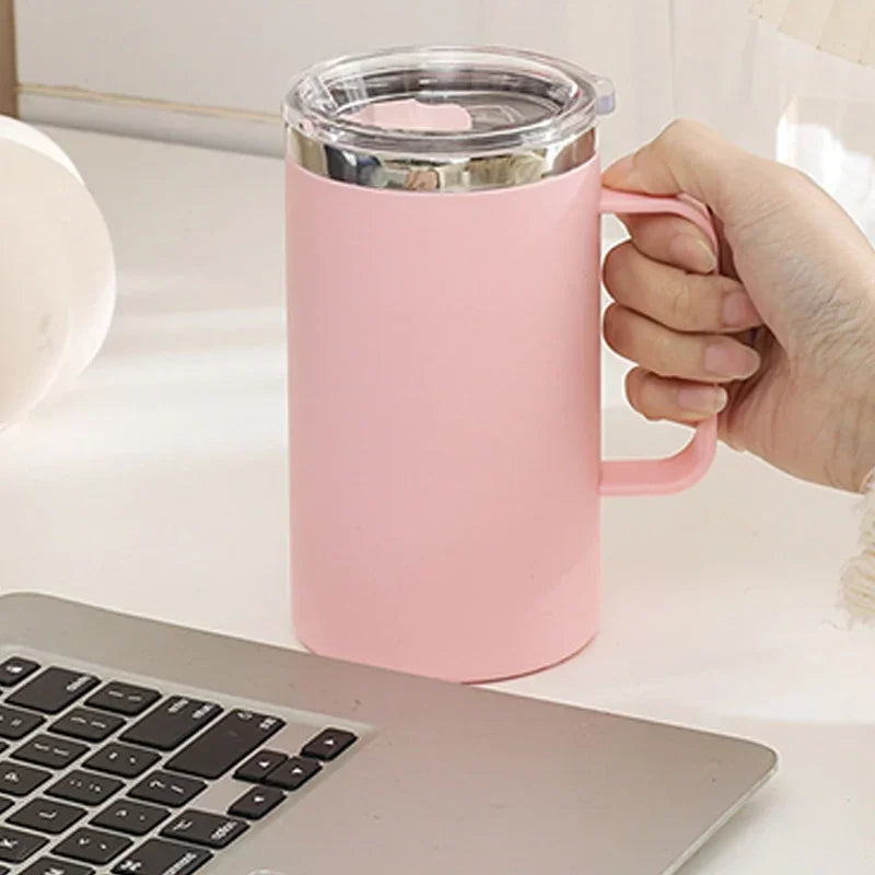 Stainless Steel Coffee Mug with Handle Sliding Lid Insulated Double Wall Vacuum