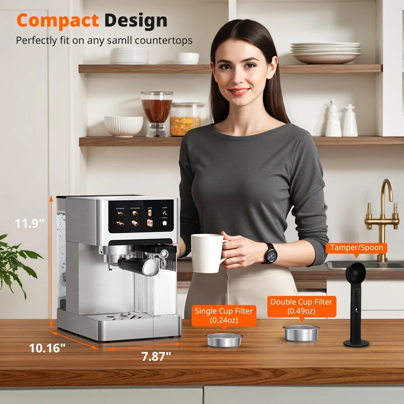 Bar Dual Boiler Espresso And Cappuccino Machine Latte Coffee Maker Control