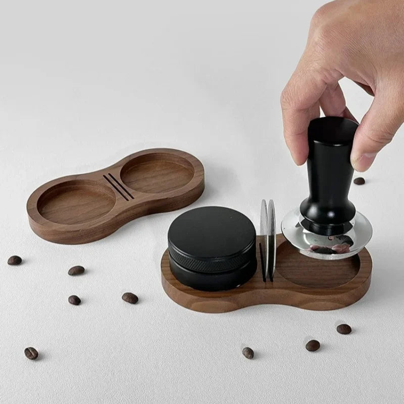Walnut Wood Coffee Tamper Mat Station Stand Coffee Powder Base Coffee Tools