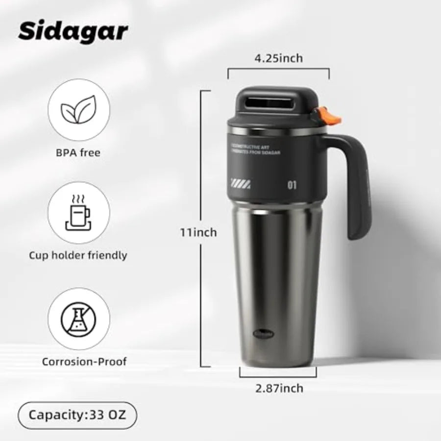 Tumbler with Handle and Straw Vacuum Insulated Stainless Steel Travel Mug