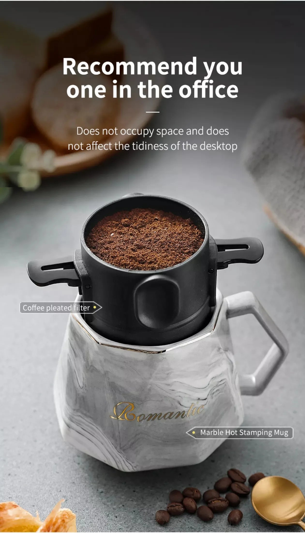 304 Stainless Steel Portable Coffee Filter Drip Coffee Tea Holder Reusable Mug
