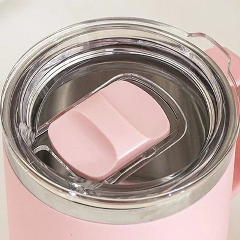 Stainless Steel Coffee Mug with Handle Sliding Lid Insulated Double Wall Vacuum