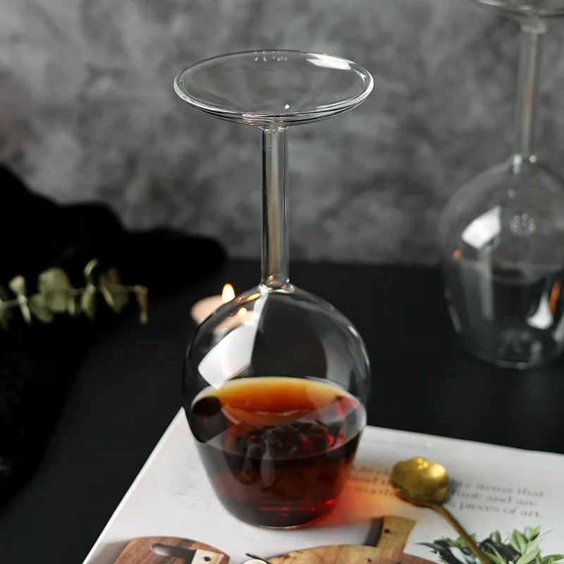 Hand-Blown Borosilicate Glass Wine Goblet Shatterproof Inverted Cup Thermal