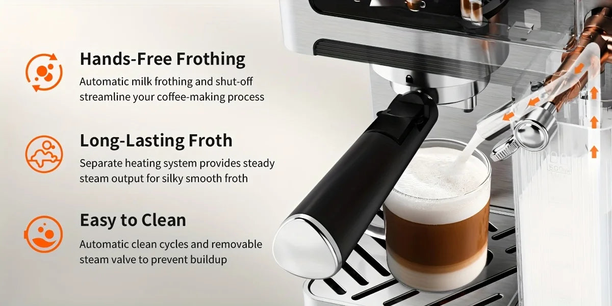 Bar Dual Boiler Espresso And Cappuccino Machine Latte Coffee Maker Control