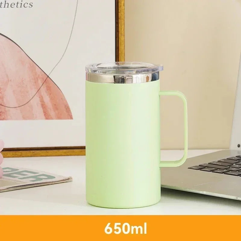 Stainless Steel Coffee Mug with Handle Sliding Lid Insulated Double Wall Vacuum