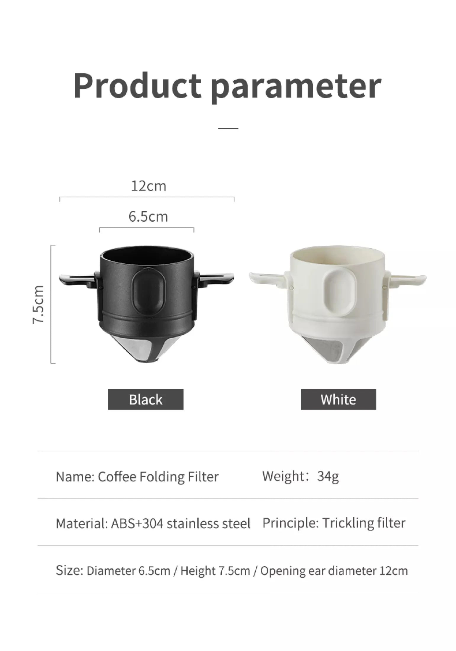 304 Stainless Steel Portable Coffee Filter Drip Coffee Tea Holder Reusable Mug