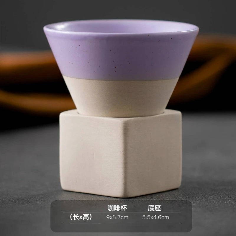 Triangular Cone Shape Pottery Tea Coffee Cup Pull Ceramic Mug Rough Cup