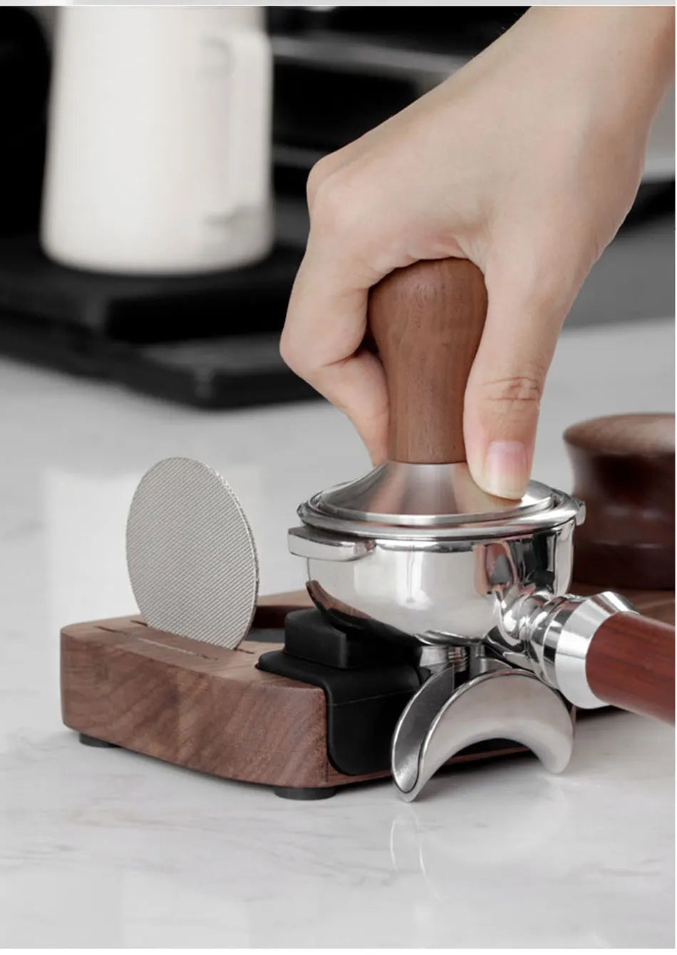 Coffee Tamper Mat Station Stand Portafilter Holder Support Base Rack