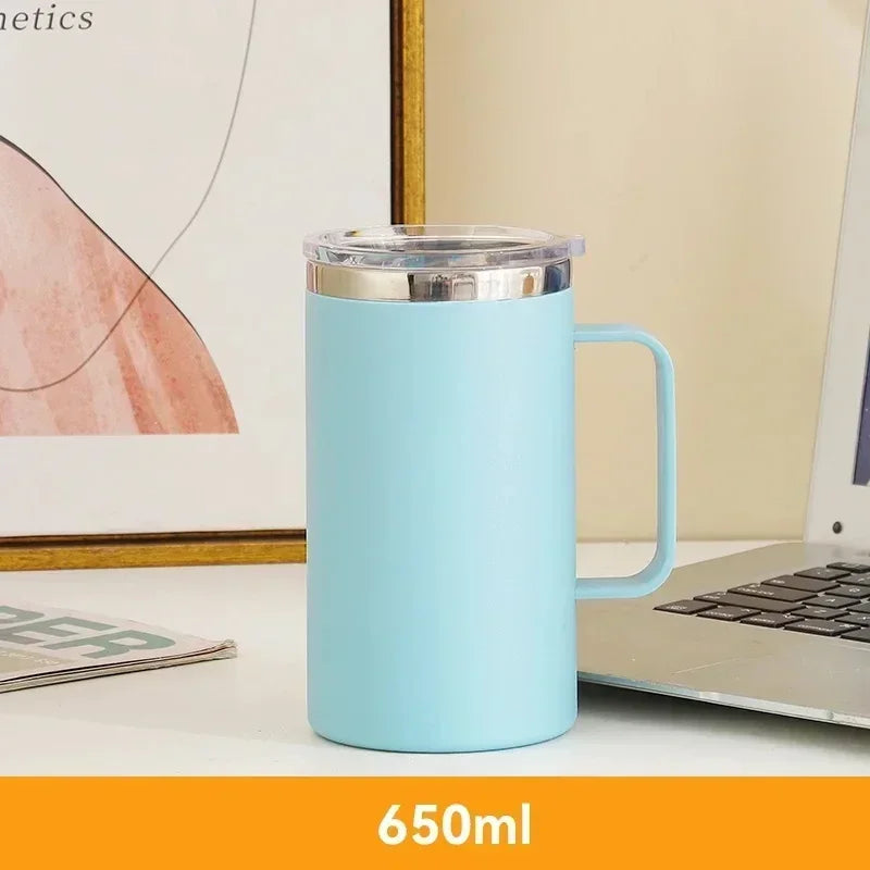 Stainless Steel Coffee Mug with Handle Sliding Lid Insulated Double Wall Vacuum