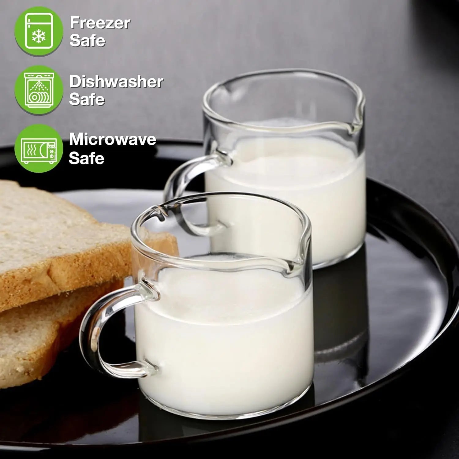Set of 2 Clear Glass Espresso Cups with Handle, 4 OZ Double Spouts for Machine