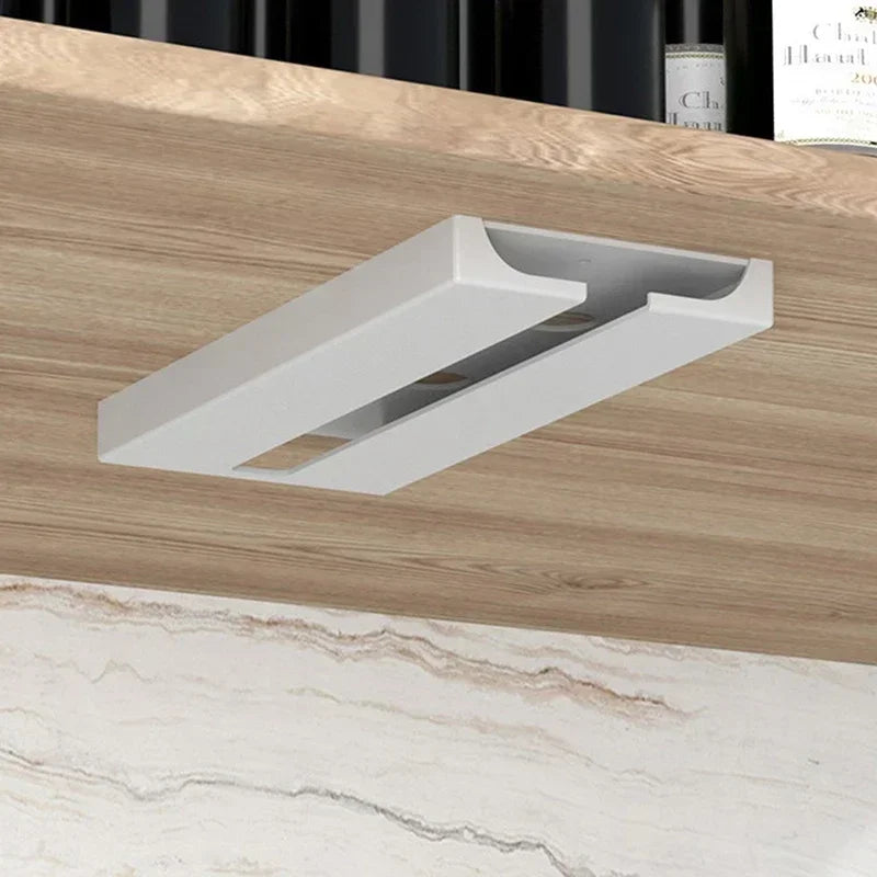 Kitchen Under Cabinet Free Punching Holder Wine Glass Rack Multi-function