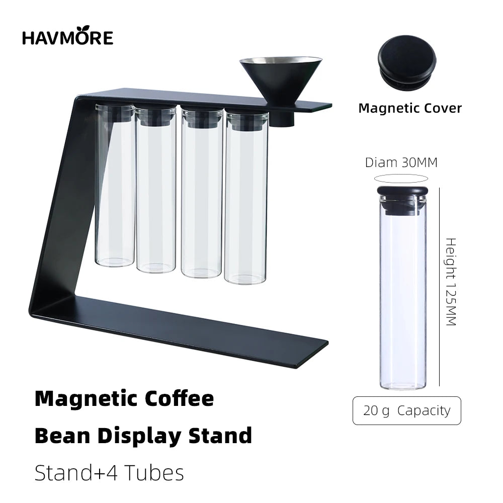 Havmore Wooden Holder 12 Testing Tubes Single Dose Coffee Bean Glass Container