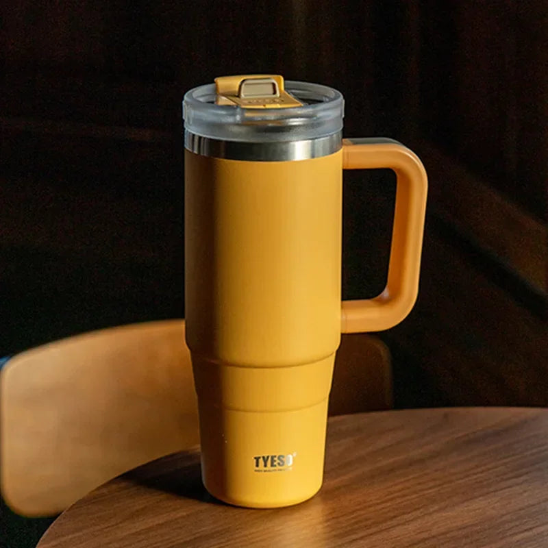 Tumbler Bottle Stainless Steel Car Mug With Handle Straw Thermal Iced Travel