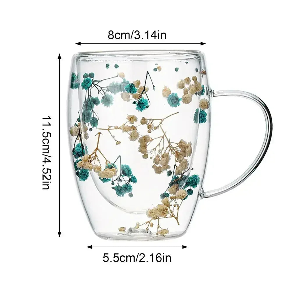 Dry Flowers Cup Double-Walled Glass Glasses High Borosilicate Glass Milk