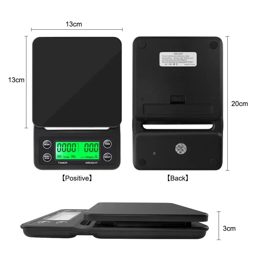 Drip Coffee Scale With Timer Portable Electronic Digital Kitchen Scale