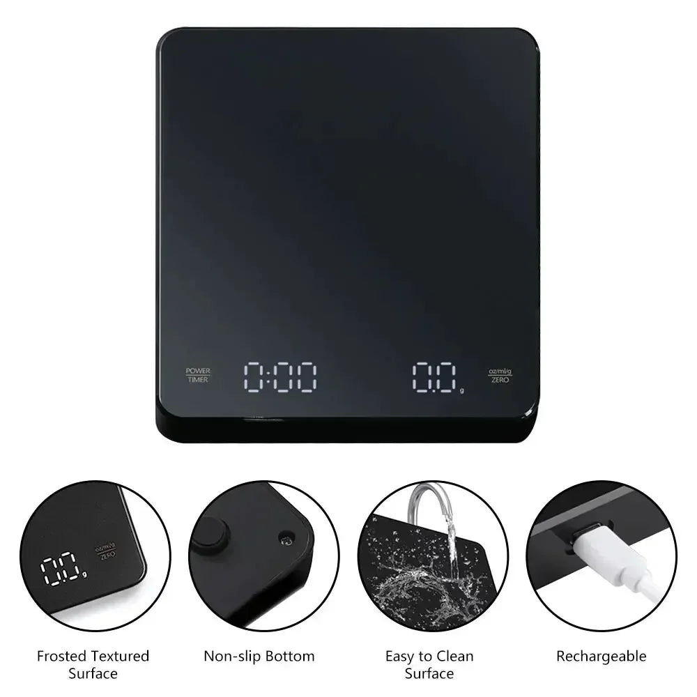 Digital Kitchen Scale with Timer USB Powered Espresso Coffee Maker