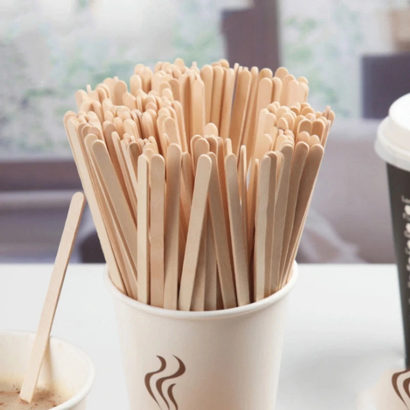 Disposable Wooden Home Use Coffee Stirrers Hot Cold Drinking Stir Beverage
