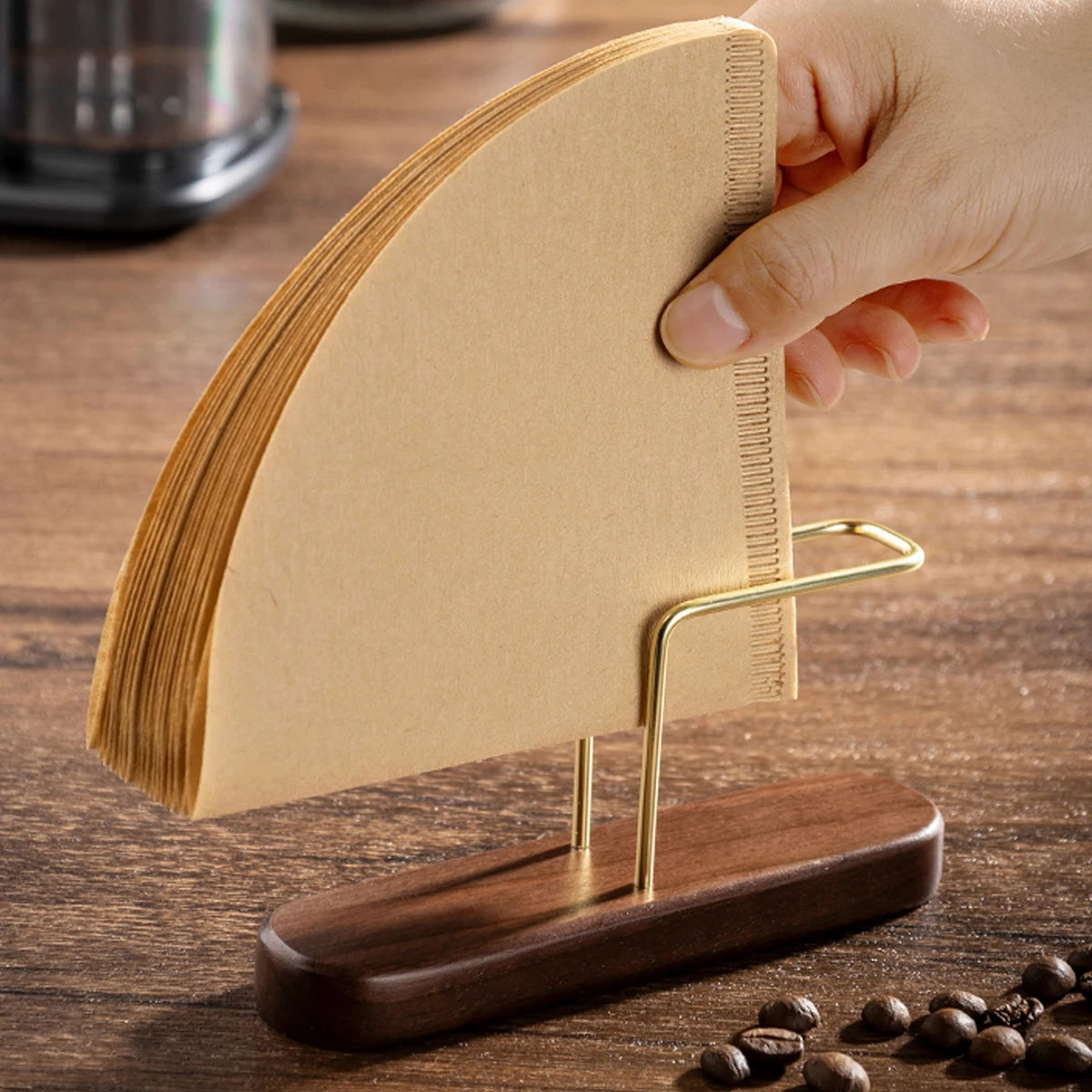 1PC solid wood coffee filter paper holder, vertical wooden dustproof bracket