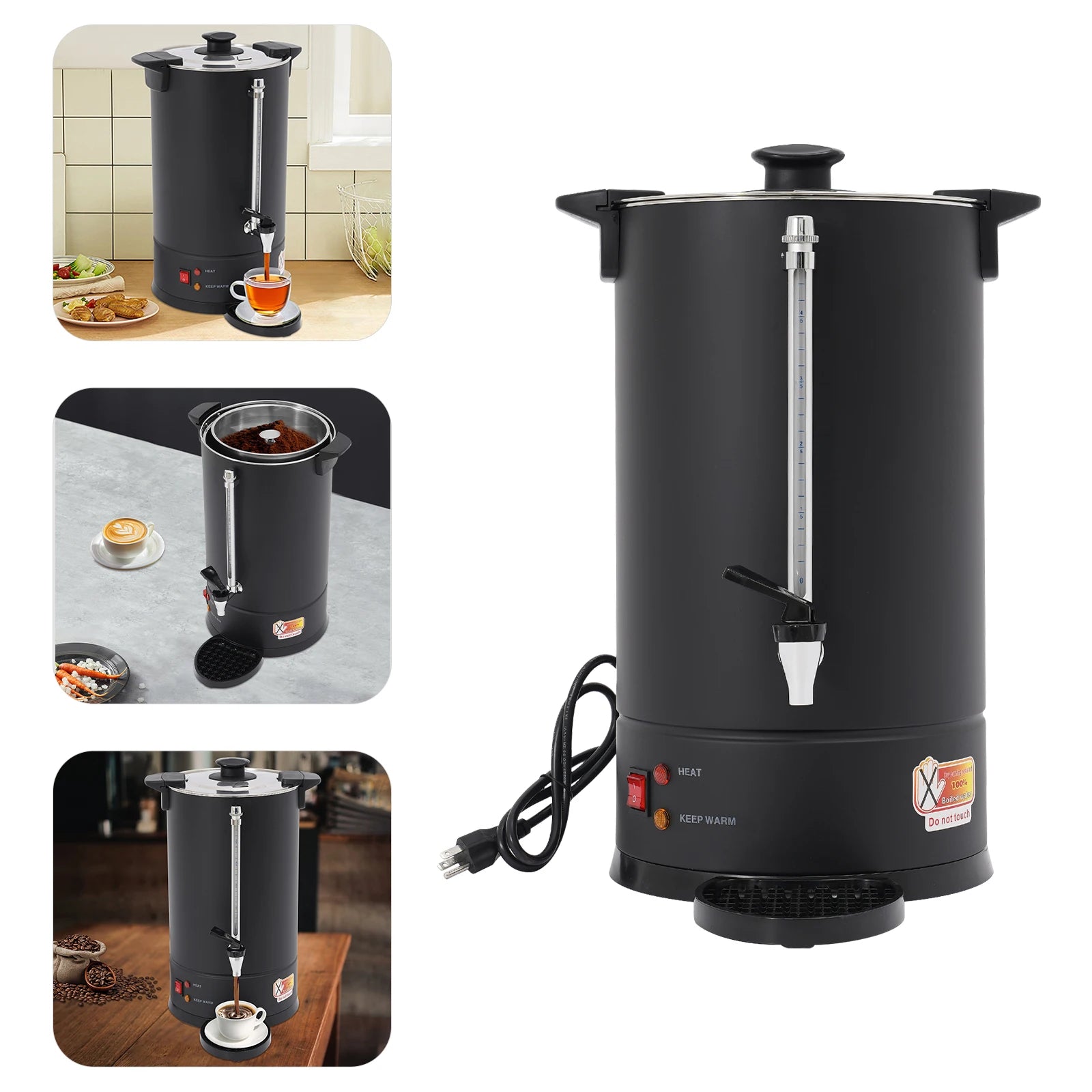Commercial Electric Coffee Pot Black Hot Water Dispenser Coffee Brewing Coffee