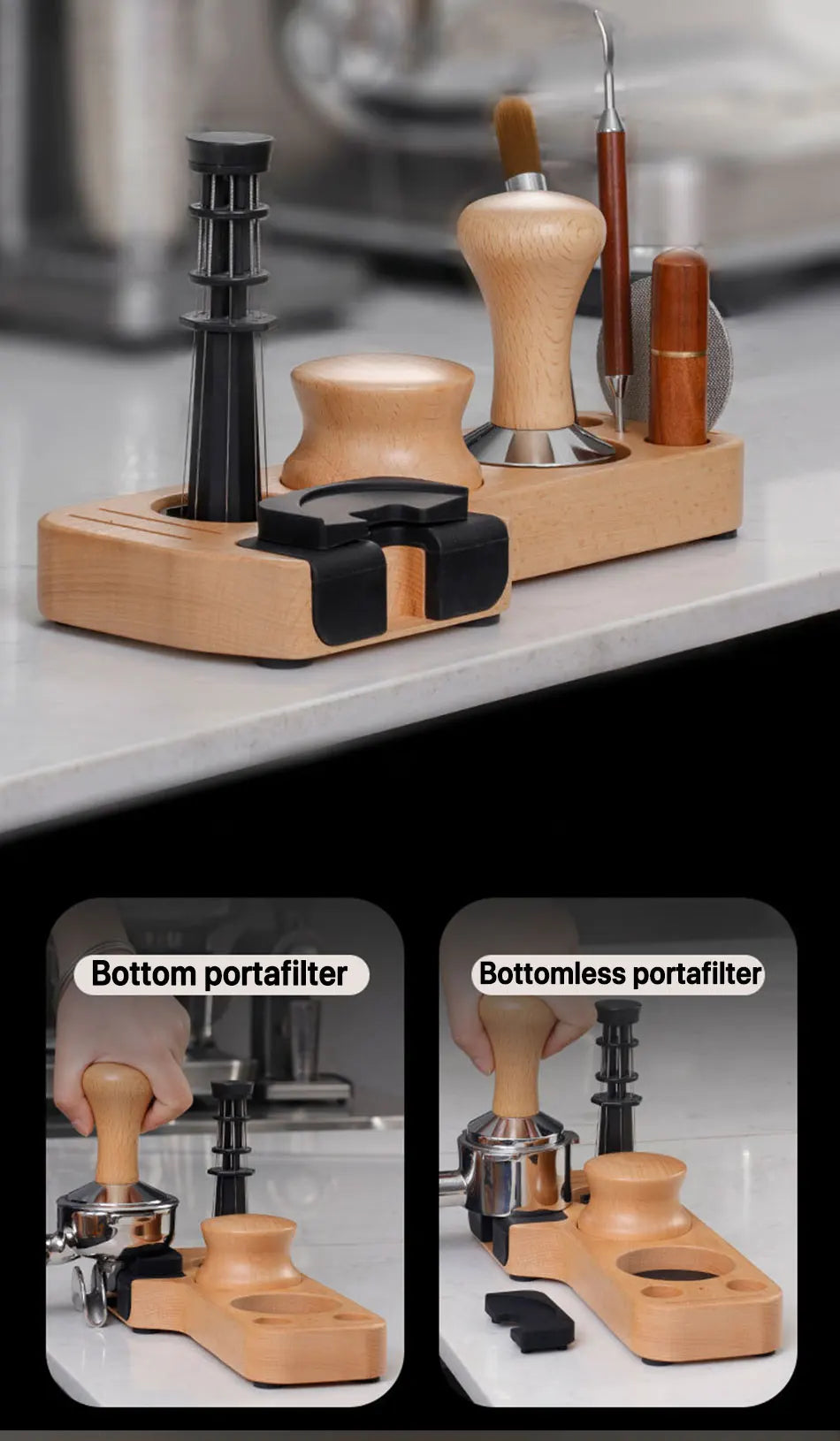 Coffee Tamper Mat Station Stand Portafilter Holder Support Base Rack