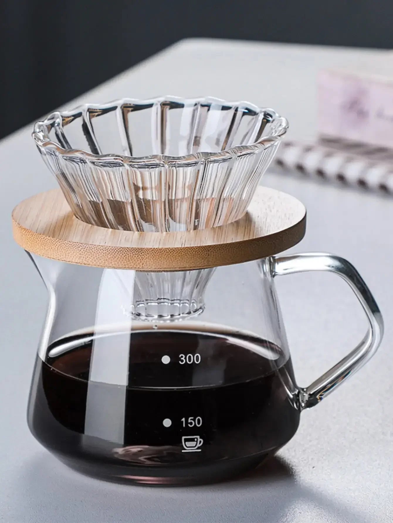 Pour Over Coffee Maker Set Glass Carafe Coffee with Glass Coffee Filter Drip Coffee