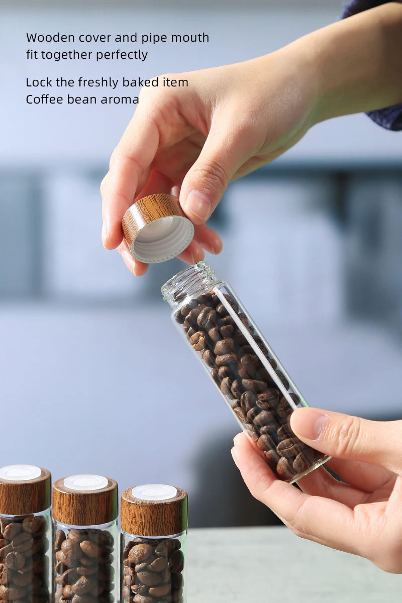 Havmore Wooden Holder 12 Testing Tubes Single Dose Coffee Bean Glass Container