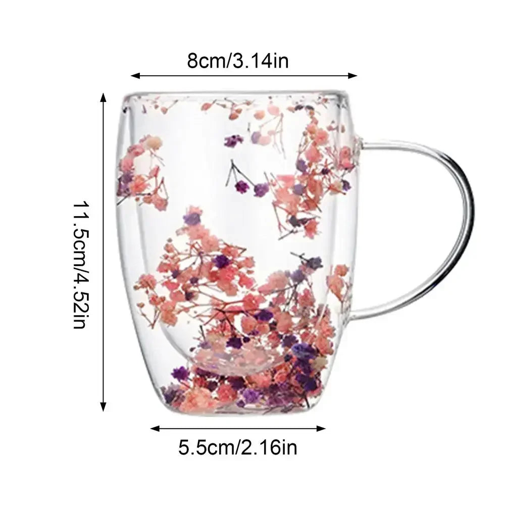 Dry Flowers Cup Double-Walled Glass Glasses High Borosilicate Glass Milk