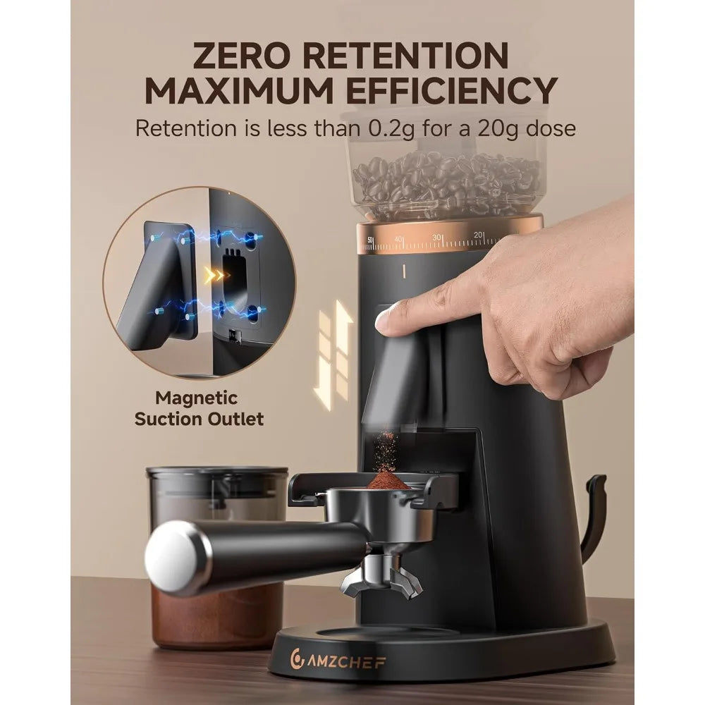 Single Dose Coffee Grinder Anti-Static Design Quiet Motor & LED Light
