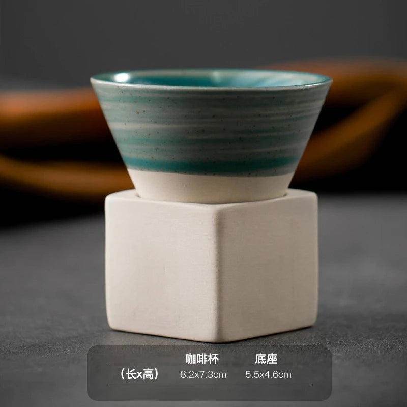 Triangular Cone Shape Pottery Tea Coffee Cup Pull Ceramic Mug Rough Cup
