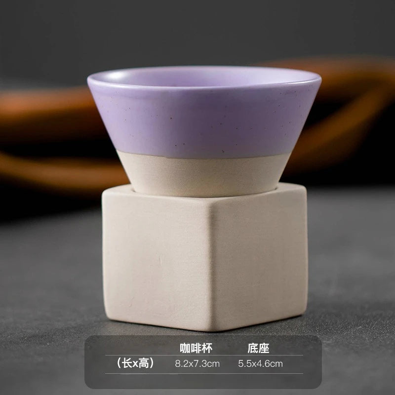 Triangular Cone Shape Pottery Tea Coffee Cup Pull Ceramic Mug Rough Cup